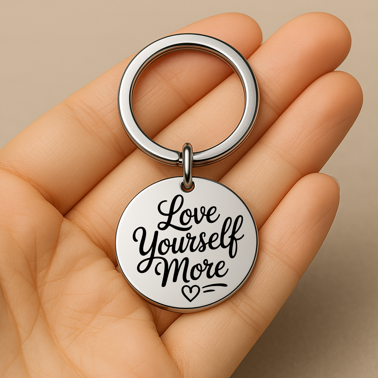 Love Yourself More Keychain | Motivational Self-Care Gift for Mental Health and Confidence