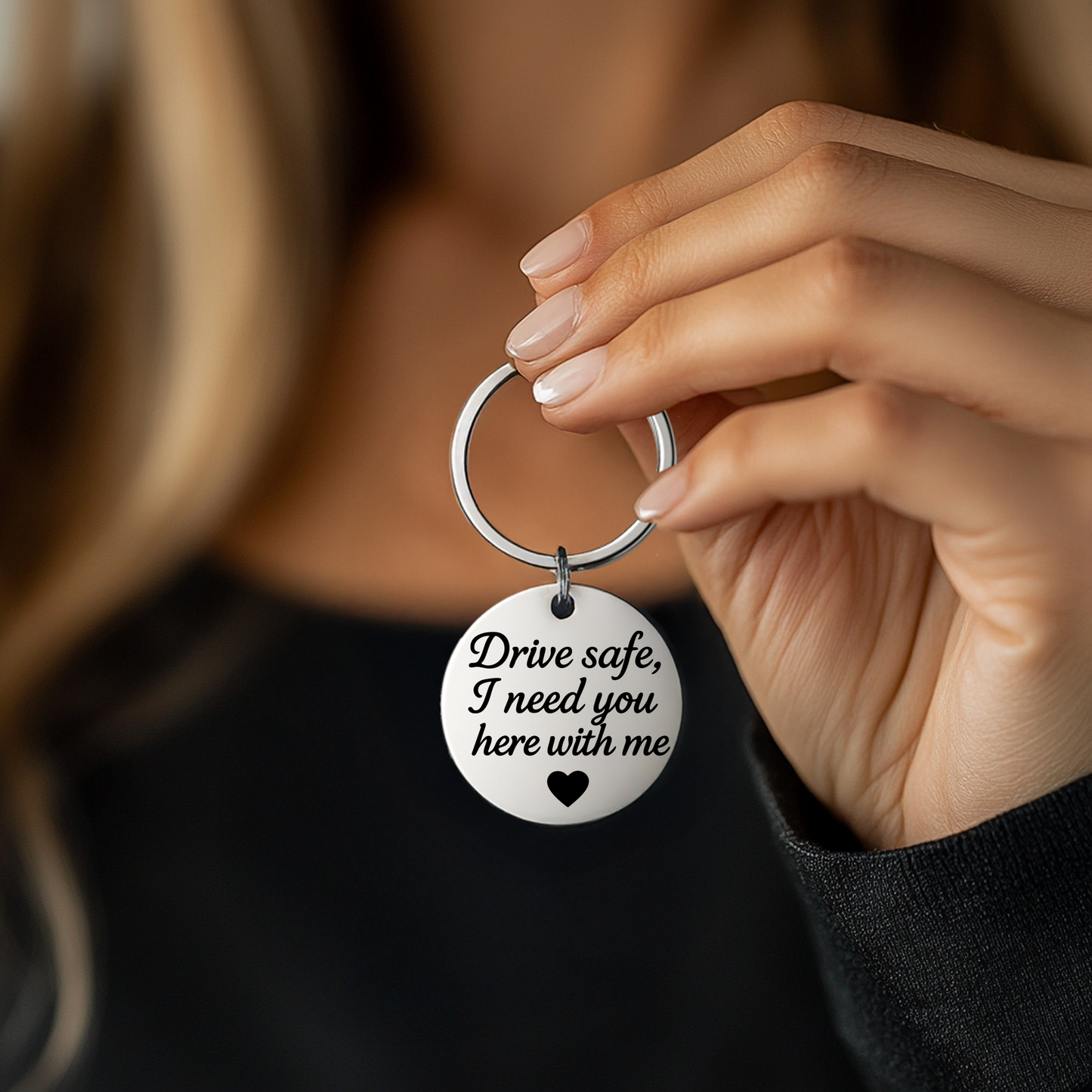 Drive Safe, I Need You Here With Me Keychain | Romantic Sentimental Gift for Loved Ones on the Go