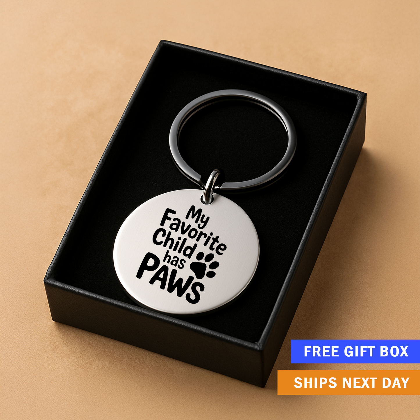 My Favorite Child Has Paws Keychain | Funny Gift for Pet Owners, Dog Moms & Cat Dads