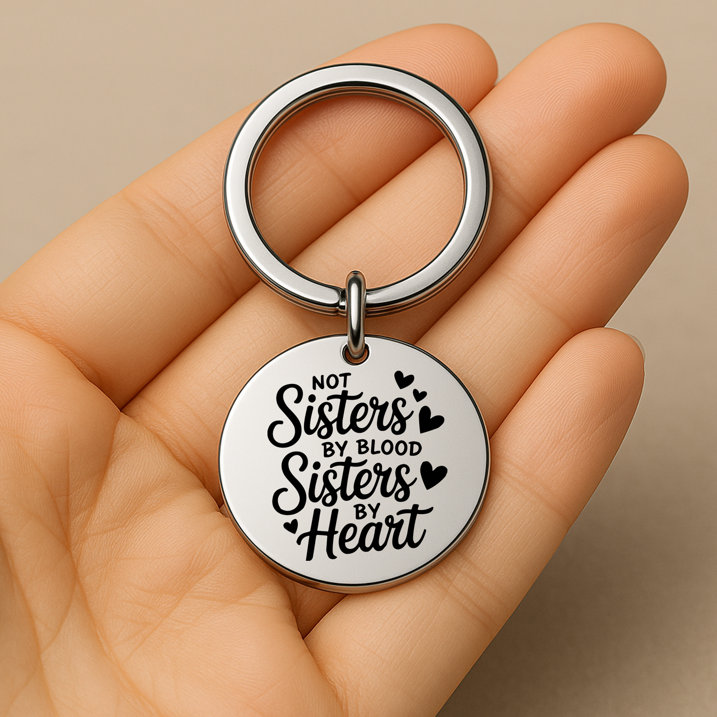 Not Sisters by Blood But Sisters by Heart Keychain | Sentimental Gift for Best Friends or Chosen Family